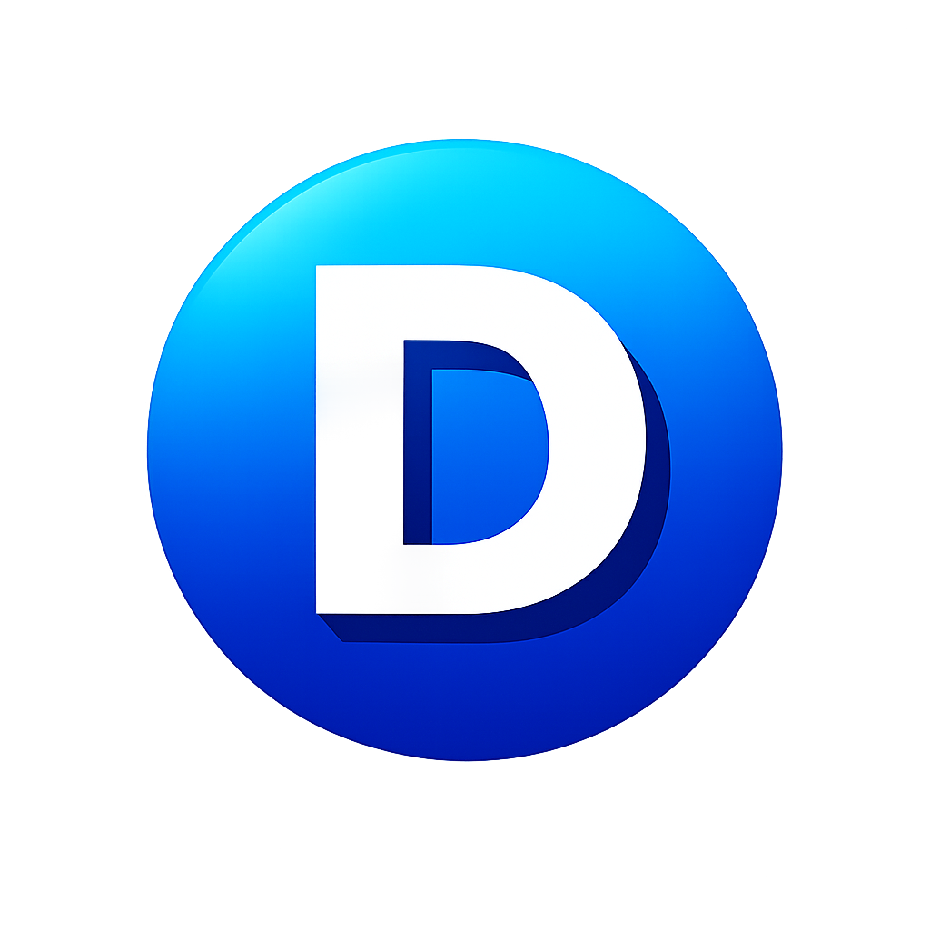 Blue Gradient Circular D Icon
