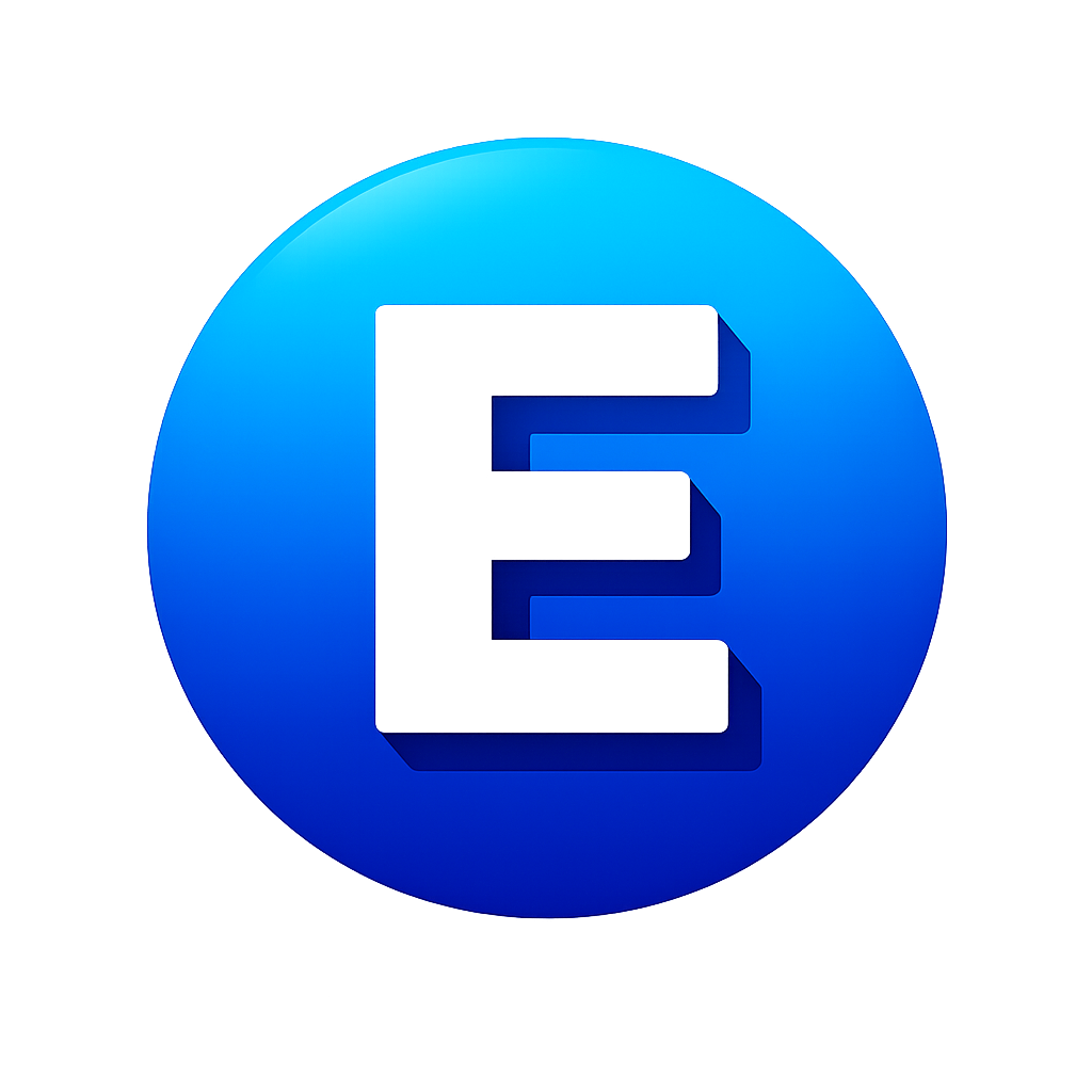 E in Blue Gradient Circle