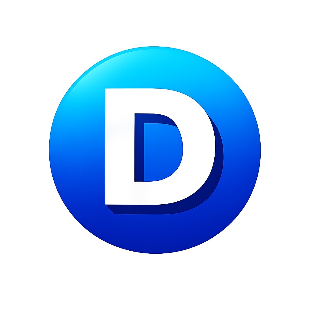 Blue Gradient Circular D Icon