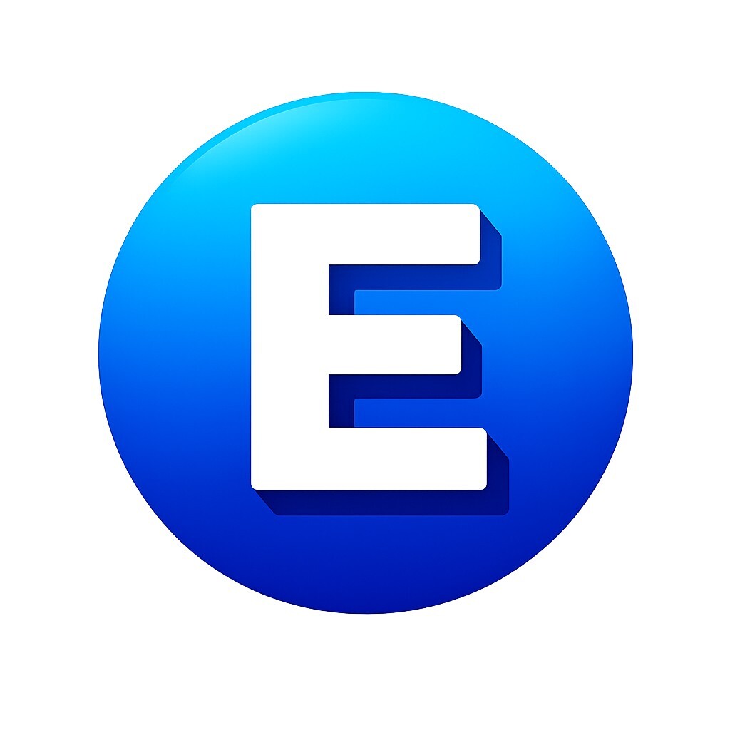 E in Blue Gradient Circle
